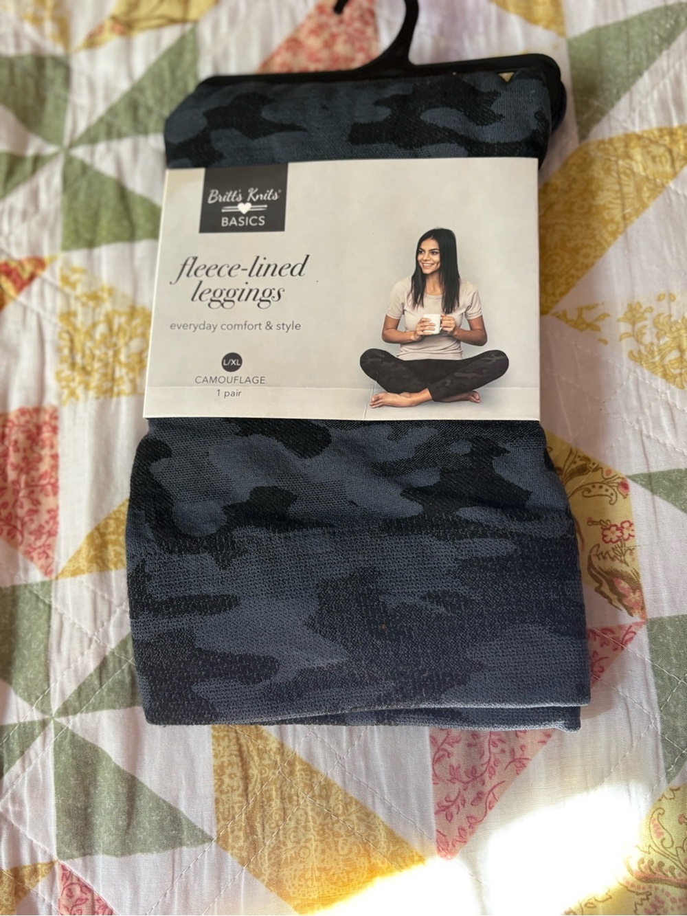 Britt's Knits Basics Fleece-Lined Camouflage Leggings - Gray